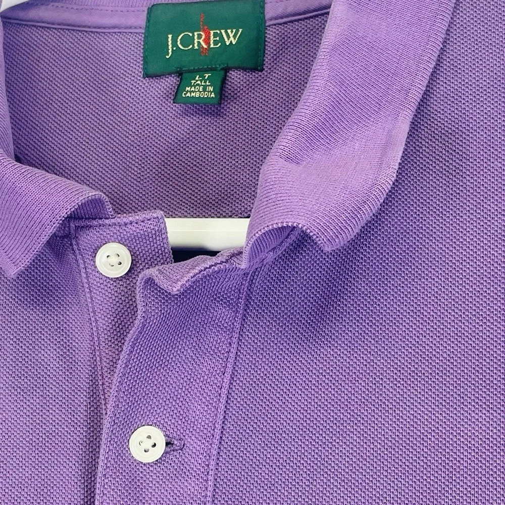J Crew Oarsman Mens Classic Pique Polo Shirt Purple Large Tall BZ310